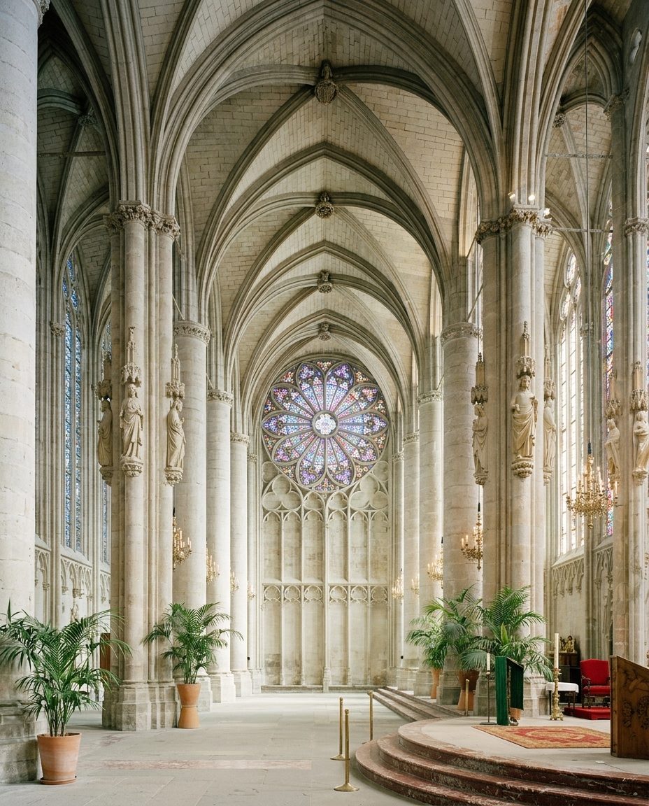 Vitraux et nef de la basilique Saint-Nazaire dans la Cité de Carcassonne