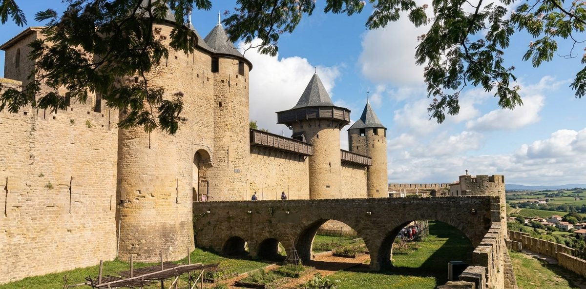 Le Château Comtal et le chemin de ronde des remparts de la Cité de Carcassonne