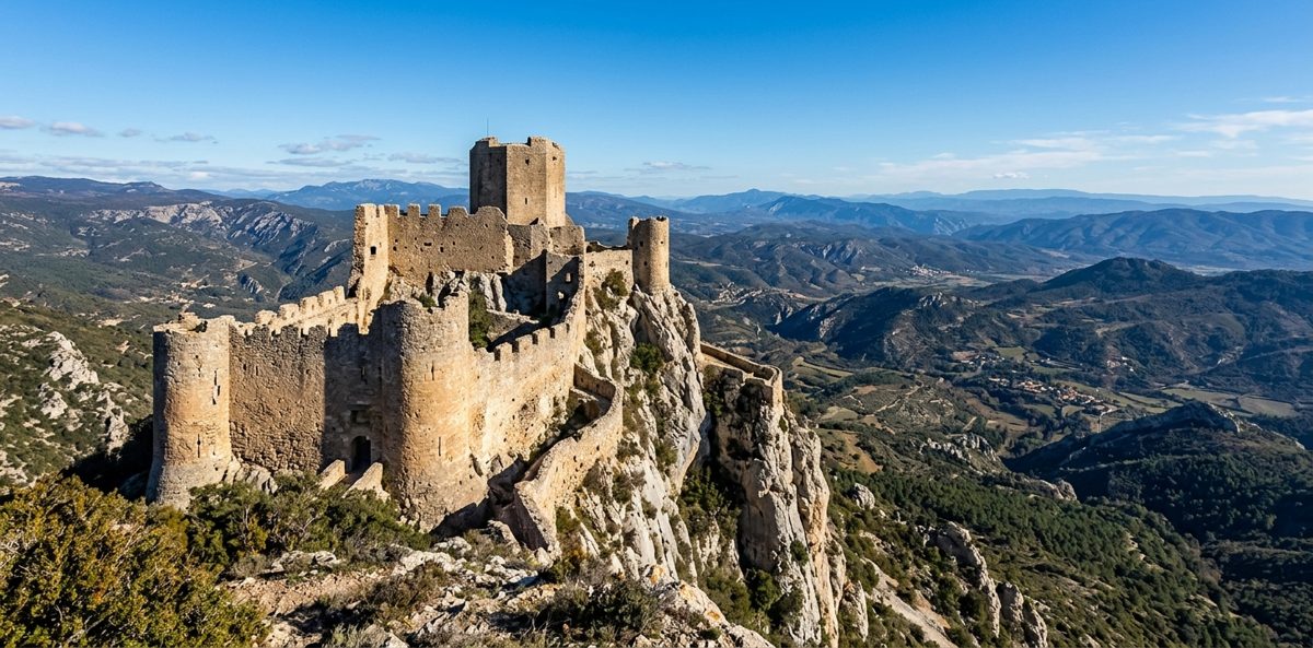 Citadelle du vertige perchée sur sa crête rocheuse, une des forteresses royales du Pays cathare