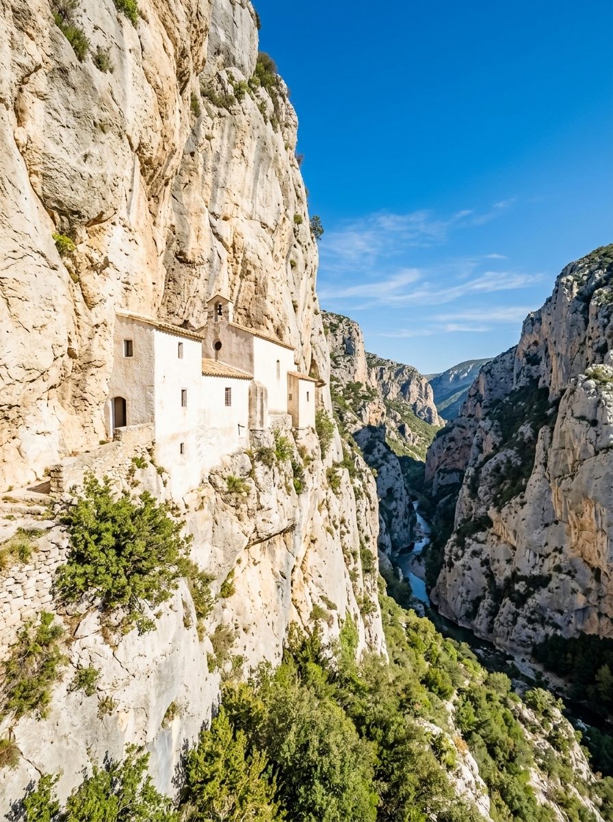 L'ermitage suspendu dans les gorges de Galamus
