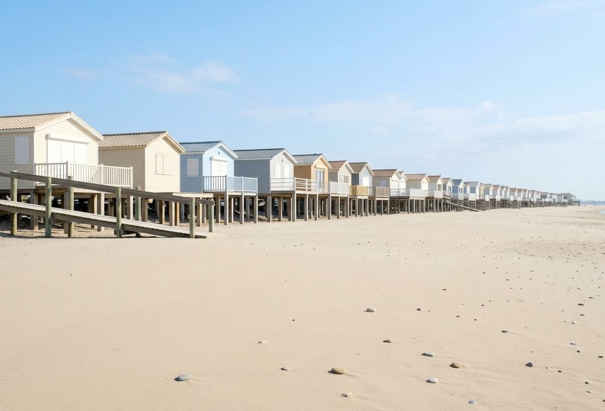Plage et chalets sur pilotis de Gruissan