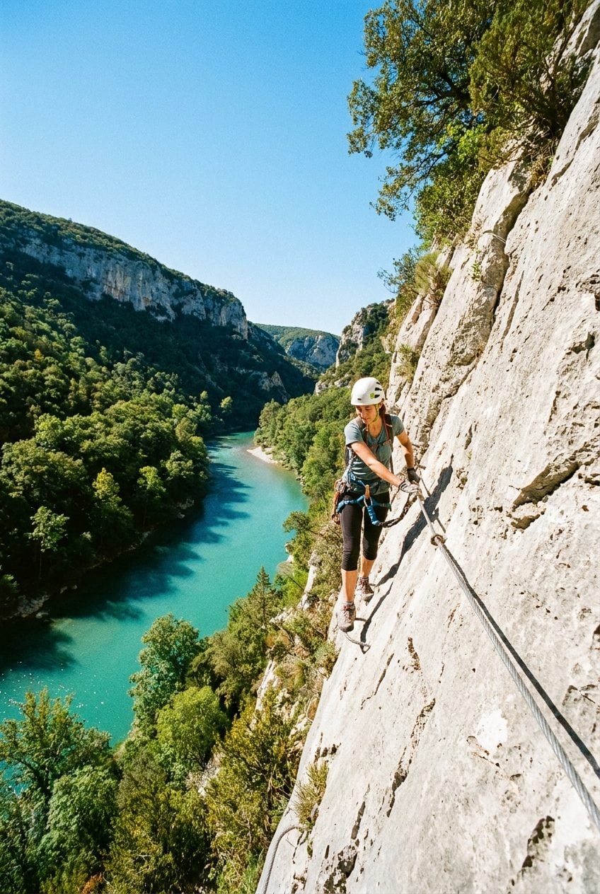 Via corda au-dessus des gorges de la Haute Vallée de l'Aude à Saint-Martin-Lys