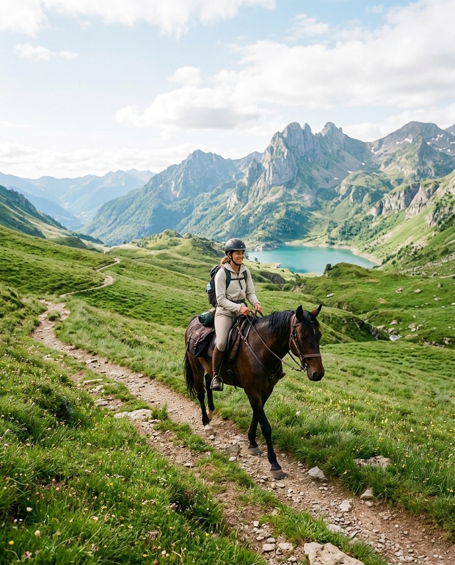 Randonnée à cheval dans les Pyrénées cathares, estives et lacs d'altitude