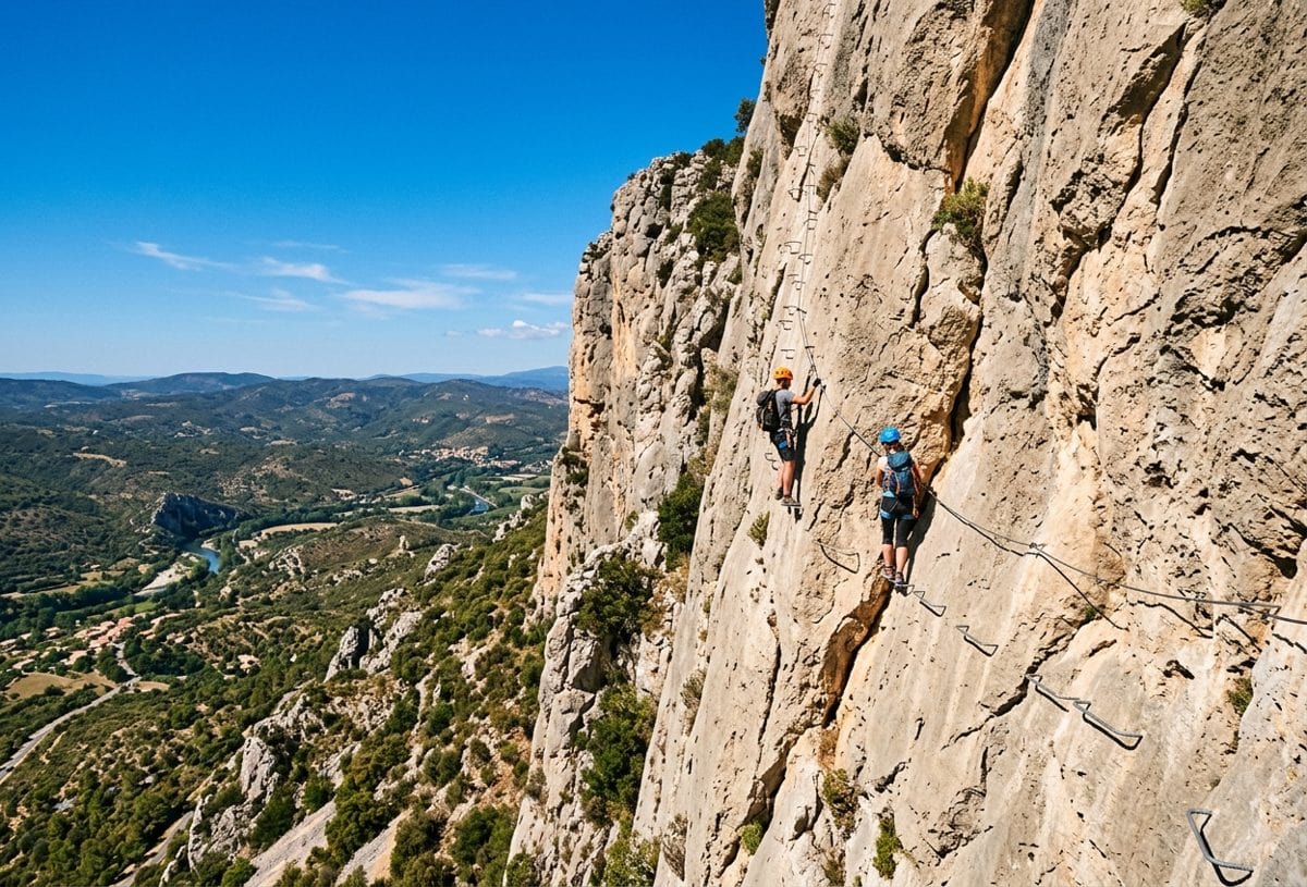 Via ferrata de la Panoramique à Saint-Paul-de-Fenouillet, falaises du Fenouillèdes
