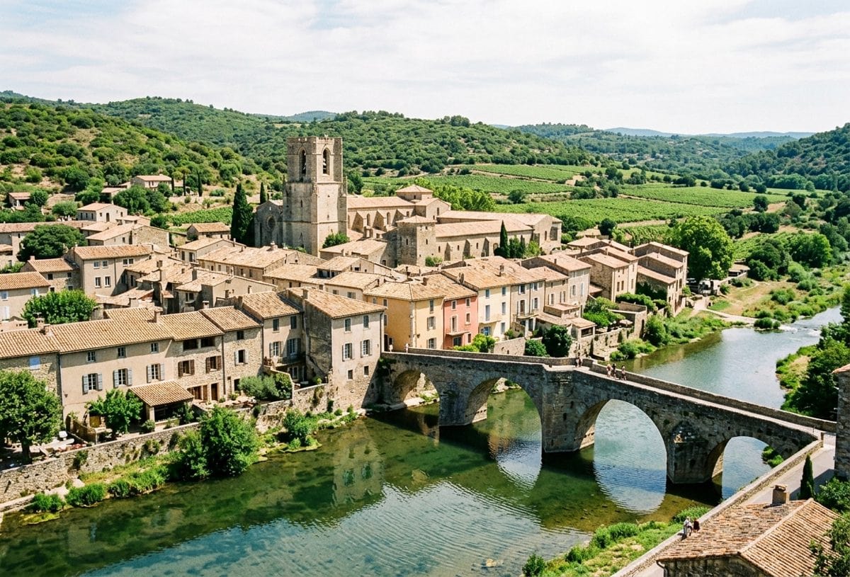 Village de Lagrasse et son abbaye au cœur des Corbières viticoles, Aude